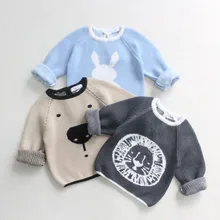 Хлопковый свитер в Корейском стиле для маленьких мальчиков; детский вязаный Повседневный джемпер с рисунком кролика и Льва; весенняя одежда для мальчиков; высокое качество