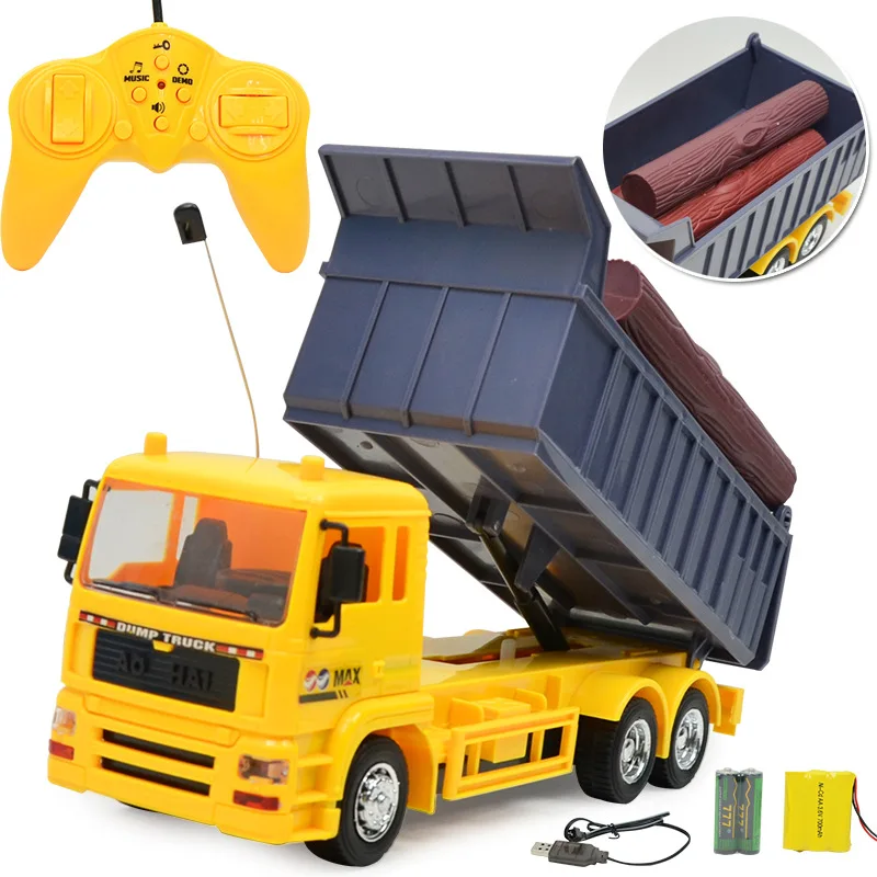 

rc alloy engineering vehicle car toy for boy remote control hydraulic dump truck machine on the radio control 10CH