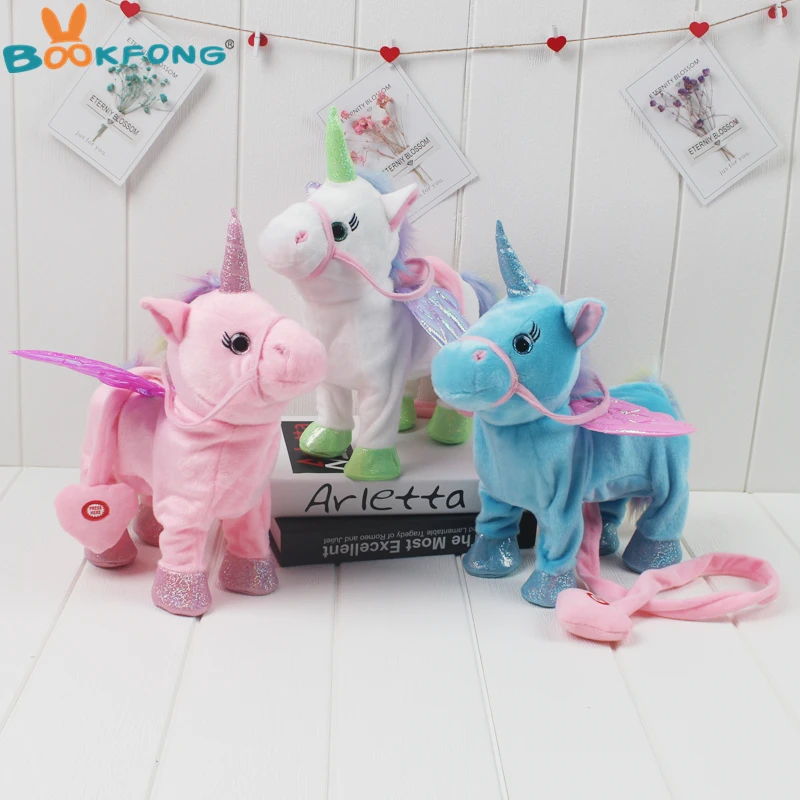 

Cute Walking Singing Unicorn Plush Toys Electric Stuffed Animal Pony Toy Electronic Music Unicorn Toys For Children Gift 35cm