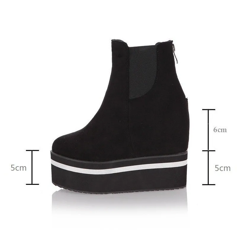 VIGOR/женские ботинки свежести; обувь, увеличивающая рост; Женская Осенняя обувь на платформе; зимние Ботильоны на каблуке; большие размеры 47; MY99B