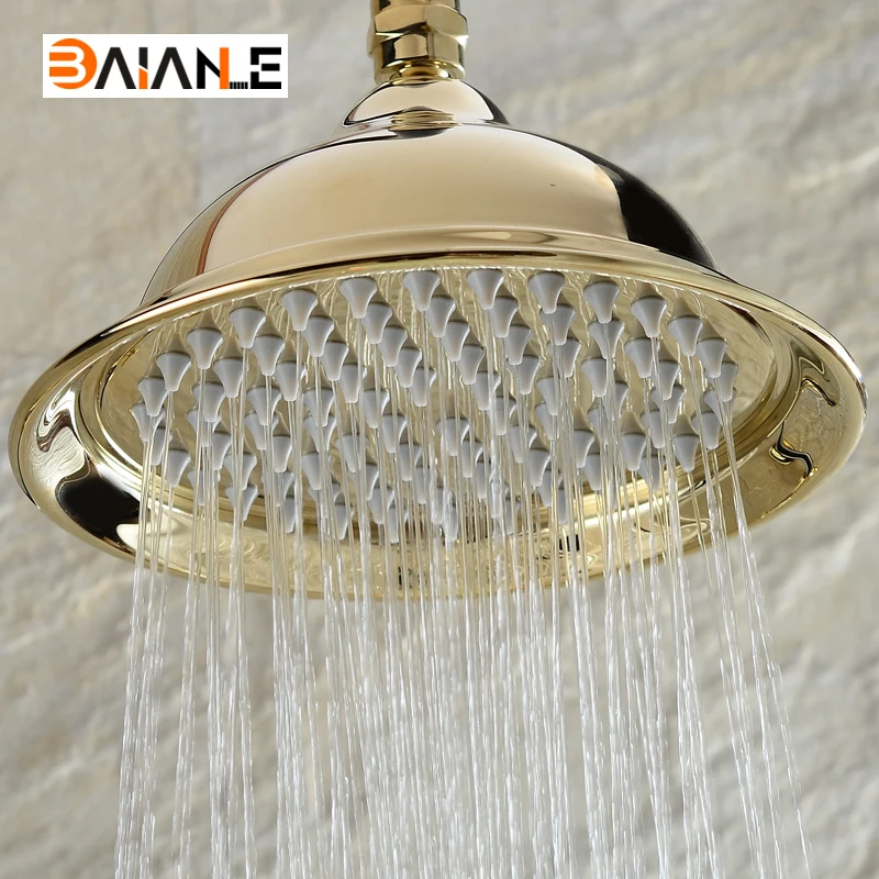 Gold Round Shower Head Stainless steel Water Rains Shower Head With