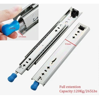 

1Pair/Lot 26-36" H53mm 265lbs 120kg Heavy Duty Telescopic ball bearing drawer slide Runner Full Extension Industrial Lock