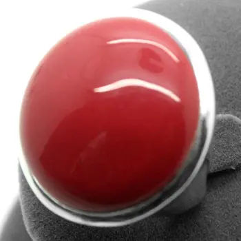 

a real Natural Rare Red Coral 24mm 925 NEW Jewelry NEW stone Band Ring Size 7/8/9/10# wedding jewelry rings