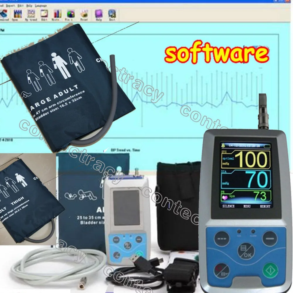 NIBP Monitor 24H Ambulatory Blood Pressure Monitor Holter,Large,leg,adult cuffsin Blood