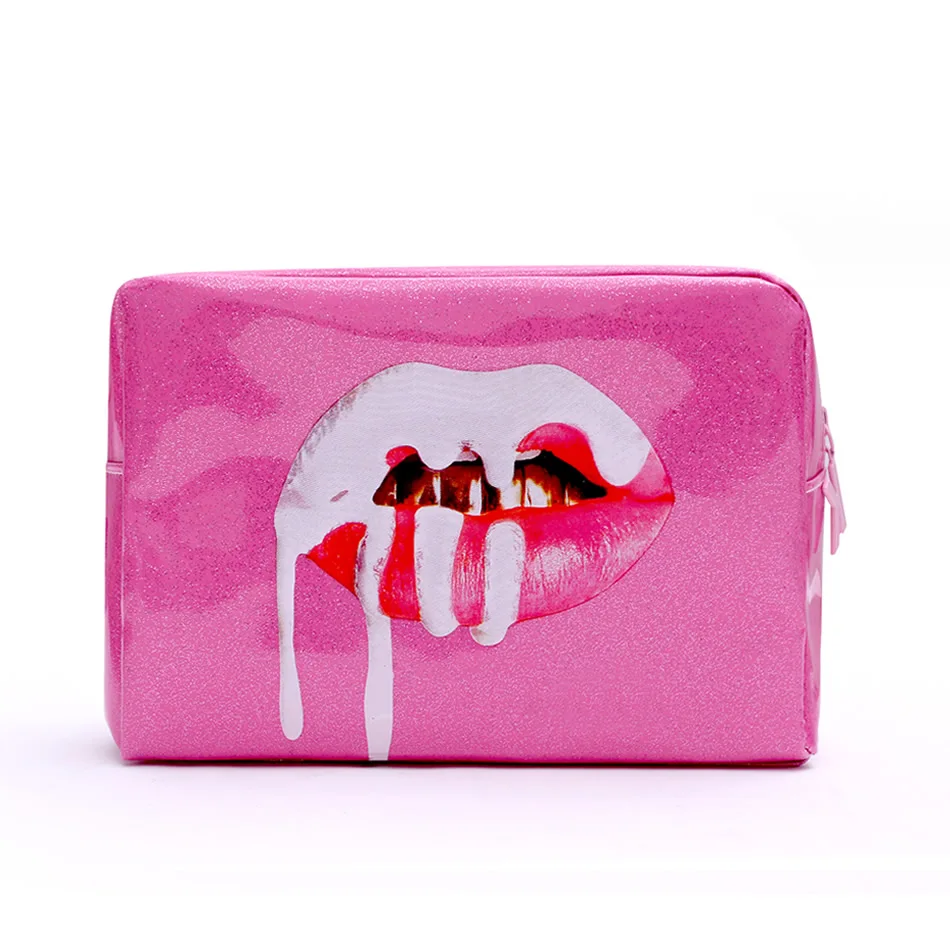 

Fashion Pink Lip Women Cosmetic Bag Travel Portable Zipper Make Up Bags Girl Makeup Case Beauty Wash Organizer Storage Toiletry