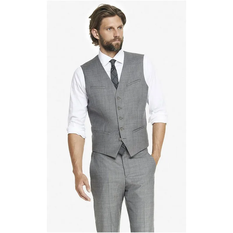 Light Grey New Cheap Mens Waistcoat Formal Business Mens Vests