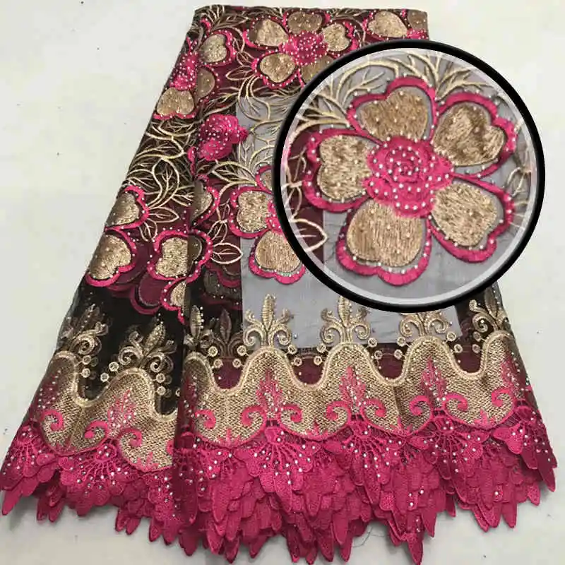 

Nigerian Popular wedding lace fabric 2018latest African French net lace with stones and beads fabric for Dress lace MD117