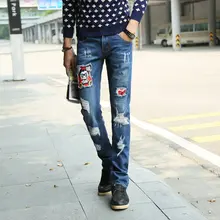 Fashion New popular style patch beggars ripped jeans for men homme Skinny pants men s trousers