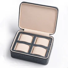 Кожаный чехол для часов с застежкой-молнией, органайзер для часов из кожи страуса, Подарочная Коллекция ювелирных изделий, голубой держатель для часов для путешествий