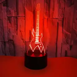 3D светодиодный USB Remote Touch Освещения Кабель моды электрогитара Форма дома декоративный ночник многоцветная Лампа Дети подарок