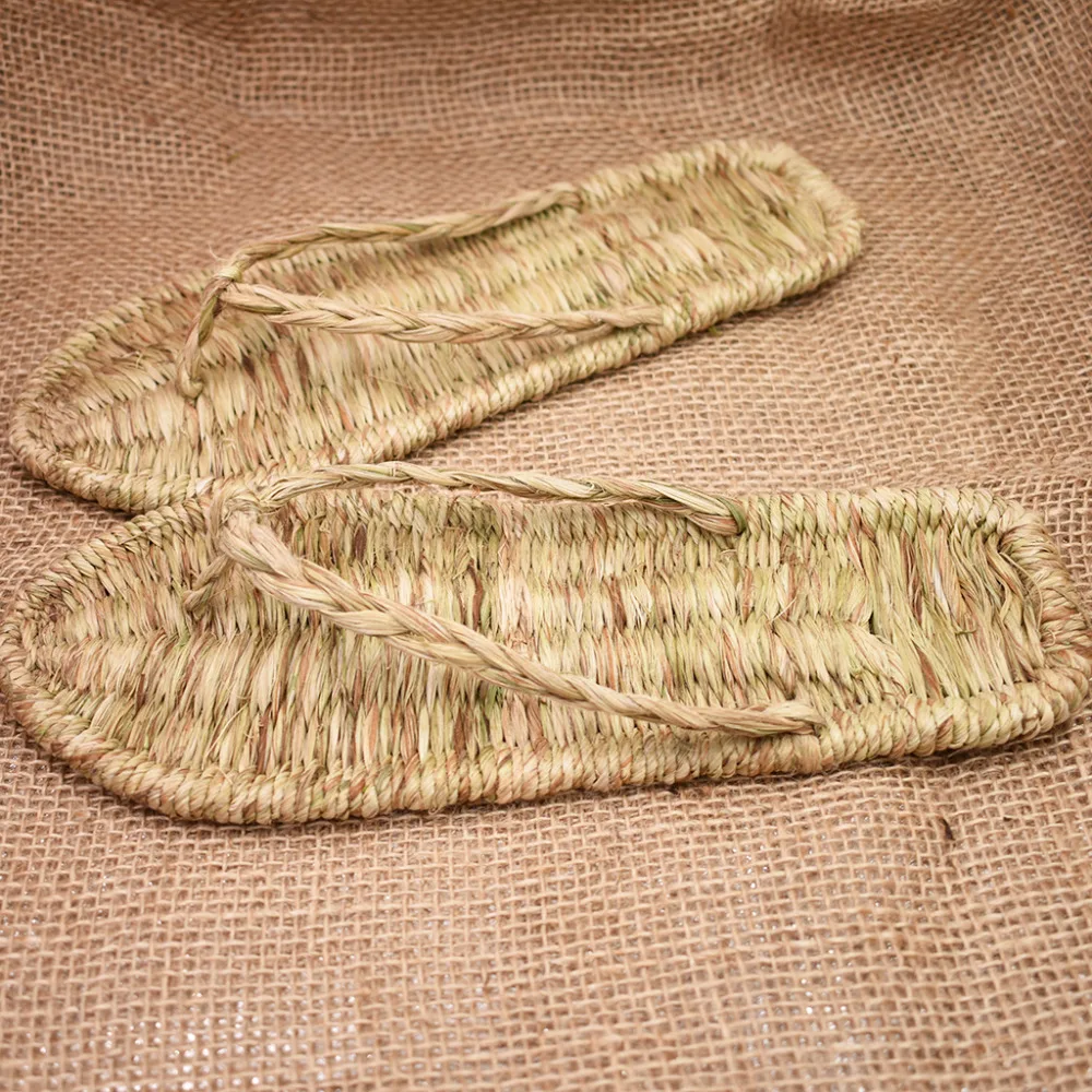 AGESEA древней китайской ручной работы из плетеной соломы; летние шлепанцы; домашние тапочки; сандалии в стиле ретро модные короче спереди и длиннее сзади