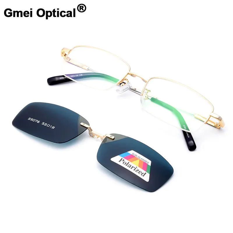 

Gmei Optical S9076 Magnetic Polarized Clip-On Eyeglasses Frame Alloy Full Rim Rectangular Glasses Frame