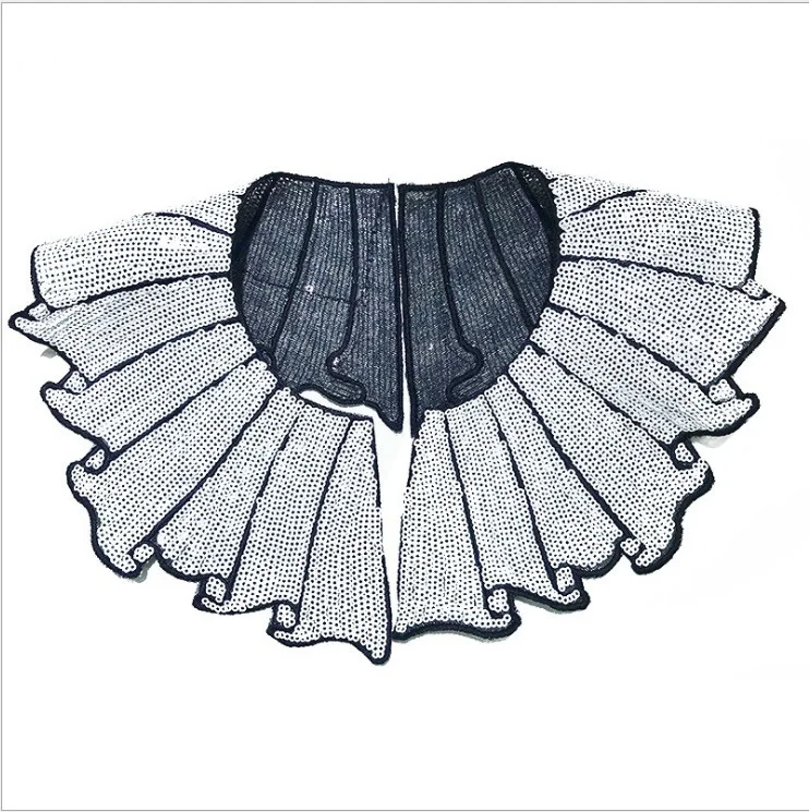 

gtglad 1pcsRound lace collar flower Embroidery applique paillette sweater clothes patch sequined stickers t-shirt diy decoration