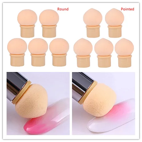 

10pcs Nail Art Painting Sponge Heads Reusable Round Sharp Soft Tip Dizzy Shading Manicure Pen DIY Replacement Accessory