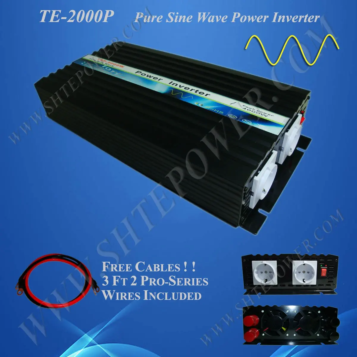 

Off Grid Solar Power Inverter, 2000w 24vdc to 120vac inverter, Pure Sine Wave Power Invertor