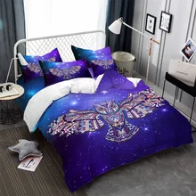 Animal Flying Owl Bedding Set 3D Galaxy Duvet Cover Set King Queen Bedding Cover White Purple Bedclothes Pillowcase Home Decor Animal Flying Owl Bedding Set 3D Galaxy Duvet Cover Set King Queen Bedding Cover White Purple Bedclothes Pillowcase Home Decor