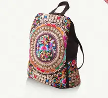 New fashion embroidery backpacks women Handmade canvas backpack ethnic style handmade bag Flower Travel Bag C03