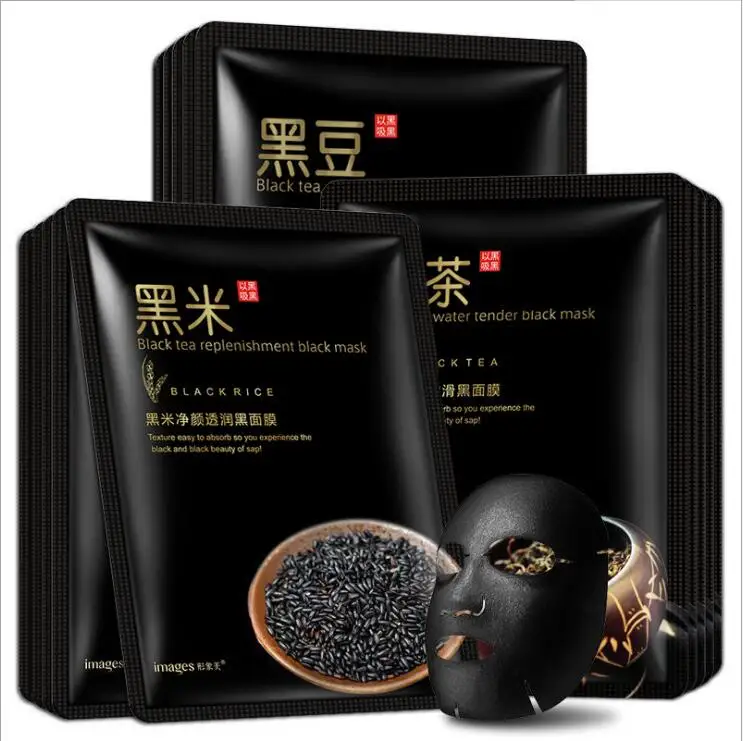 

1PCS Skin Care Black Bean Tea Rice Facial Mask Natural Plant Essence Moisturizing Oil Control Whiting Face Mask