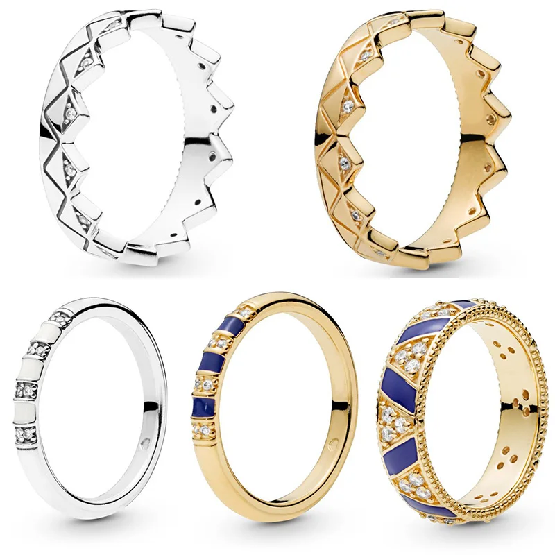 

5 Style Women 925 Sterling Silver Rings Charms Exotic Stones & Stripes Crystal Style Rings for Women Party Wedding Jewelry