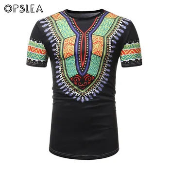 

Opslea Dashiki African Men Classic Casual T-Shirt 2019 Tribal Ethnic Print Top Summer Round Collar Short Sleeve African Clothes