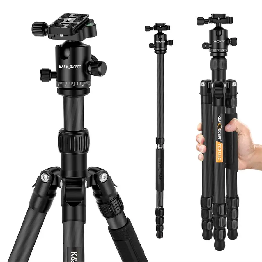 

K&F Concept TC3134C Camera Tripod Carbon Fiber Ball head professional tripod for Nikon Canon and more