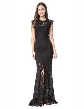 

Hot Sale Spring 2019 Dress Elegant Sexy O Neck Backless Lace Women Sleeveless Night Club Body con Party Dresses Wholesale