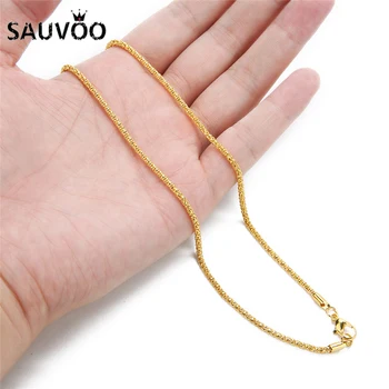 

SAUVOO 10pcs/lot Gold Rhodium Color Metal Round Popcorn Bulk Chain Necklace 45 70cm With Lobster Clasps For DIY Jewelry Making