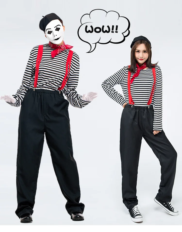 Adult Lovers Striped Suspender Prisoners Clown Costumes Suit Cosplay For  Women And Man Halloween Game Stage Bar Costume Cosplay - Cosplay Costumes -  AliExpress