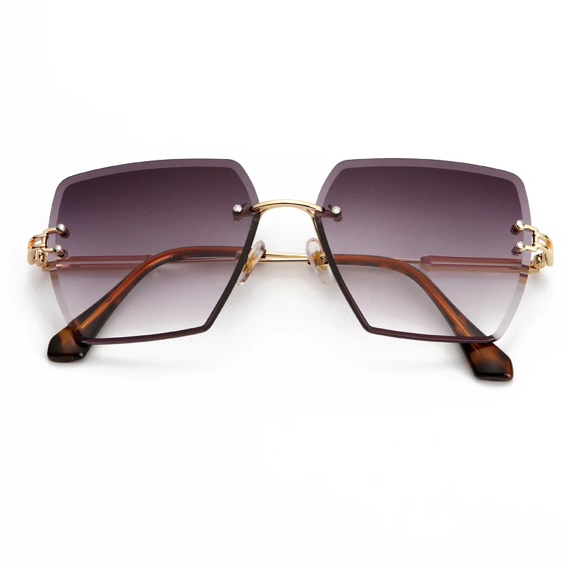 

ZUCZUG Square Rimless Sunglasses Women Luxury Brand Crystal Gradient Lens Clear Sun Glasses Ladies Vintage Oversized Eyewear