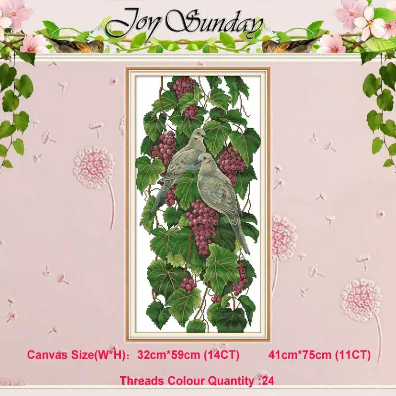 

Pigeons And Grapes painting counted 11CT 14CT Cross Stitch Set DIY DMC Cross-stitch Kit Embroidery Needlework Home Decor