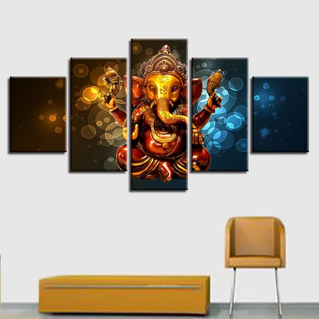 Tableau Ganesh moderne 5 panneaux