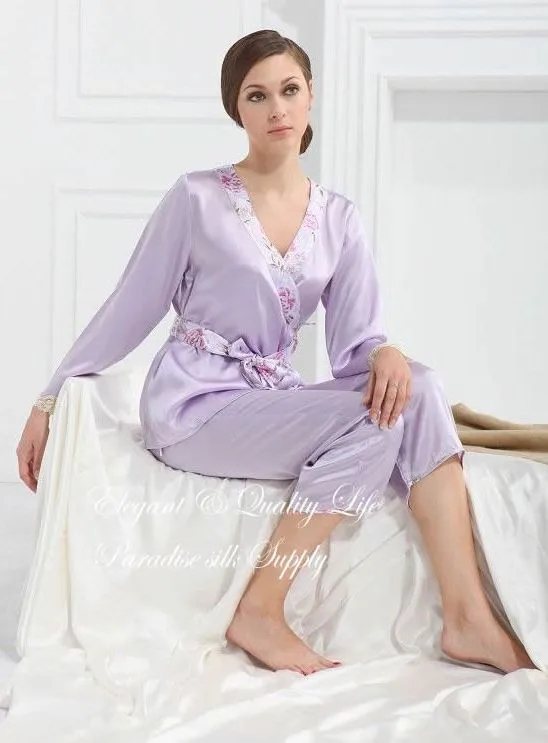 Женский халат сорочка Набор 100% чистый натуральный шелк женская ночная рубашка Женское платье Размеры M, L, XL