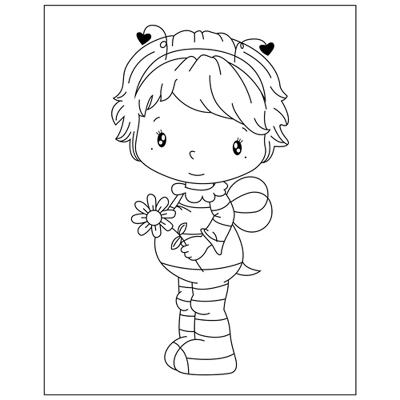 

Cute Girl Rubber siliconeTransparent Clear Stamps for DIY Scrapbooking/Card Making/Kids Christmas Fun Decoration Supplies