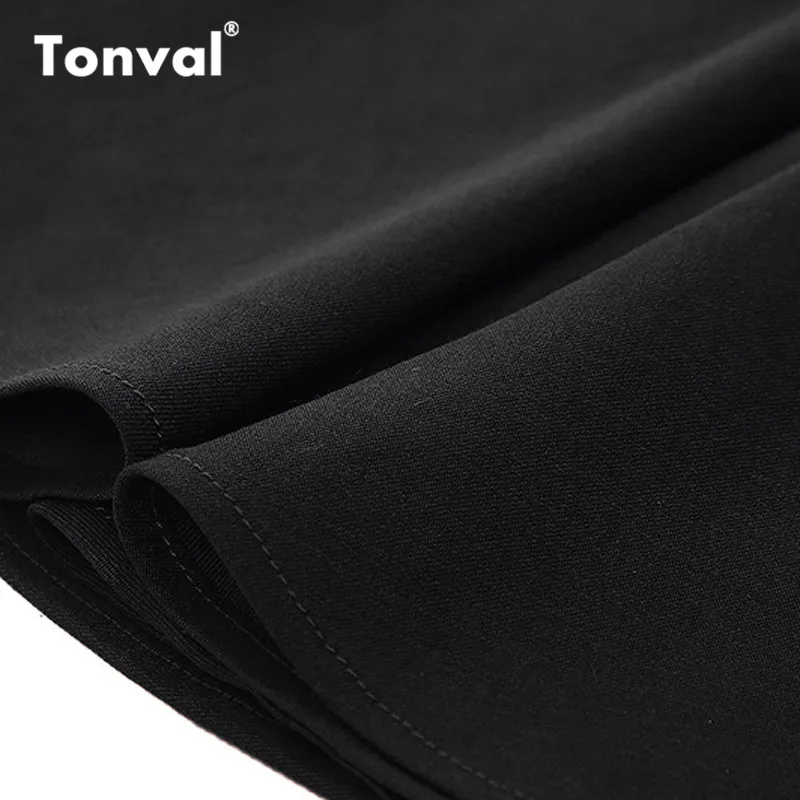 Tonval Rockabilly Dress Women Autumn Half Sleeve Button Dresses Turn-down Collar Vintage Style 50s Dress