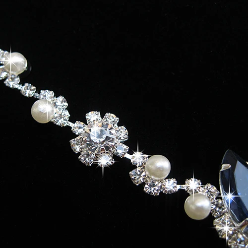 Свадебный комплект из искусственного жемчуга, стразы, ожерелье, серьги в форме капли воды, ювелирный набор