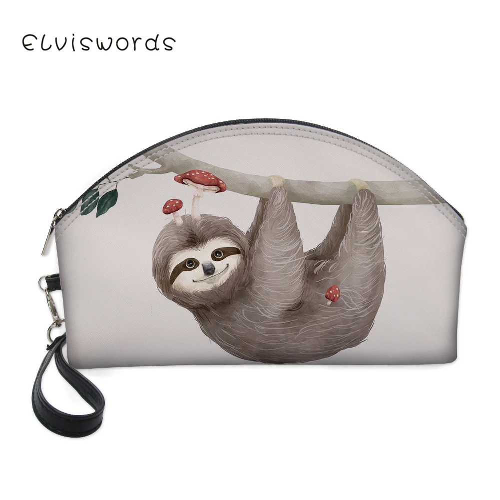 

ELVISWORDS Makeup Bags Cute Sloth Printed Cosmetics Cases Pouchs For Travel Ladies Women Toiletry Bag Waterproof Female Bag Kit