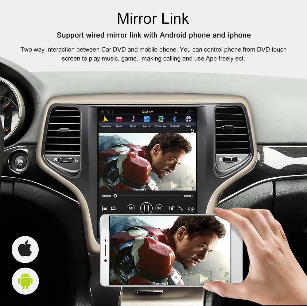 Flash Deal ZWNVA Tesla Style IPS Plus Screen Android 7.1 Car No DVD Player GPS Navigation For JEEP Grand Cherokee 2014 2015 2016 2017 13