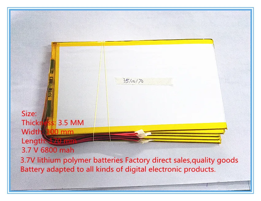 10 дюймов планшет литий-полимерный аккумулятор 3,7 V 6800 мА/ч, 35100170 большой емкости