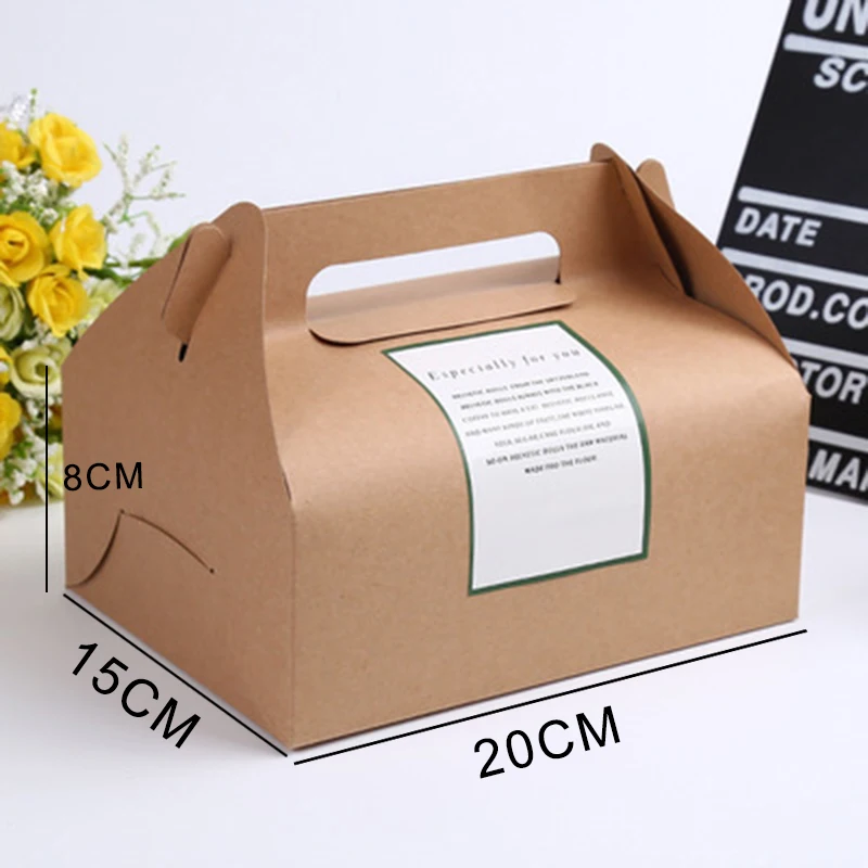 

10pcs/set 20*15*8cm Kraft Paper Box Christmas New Year Party Gift Packaging Box Wedding Party Cookies Snack Candy Box