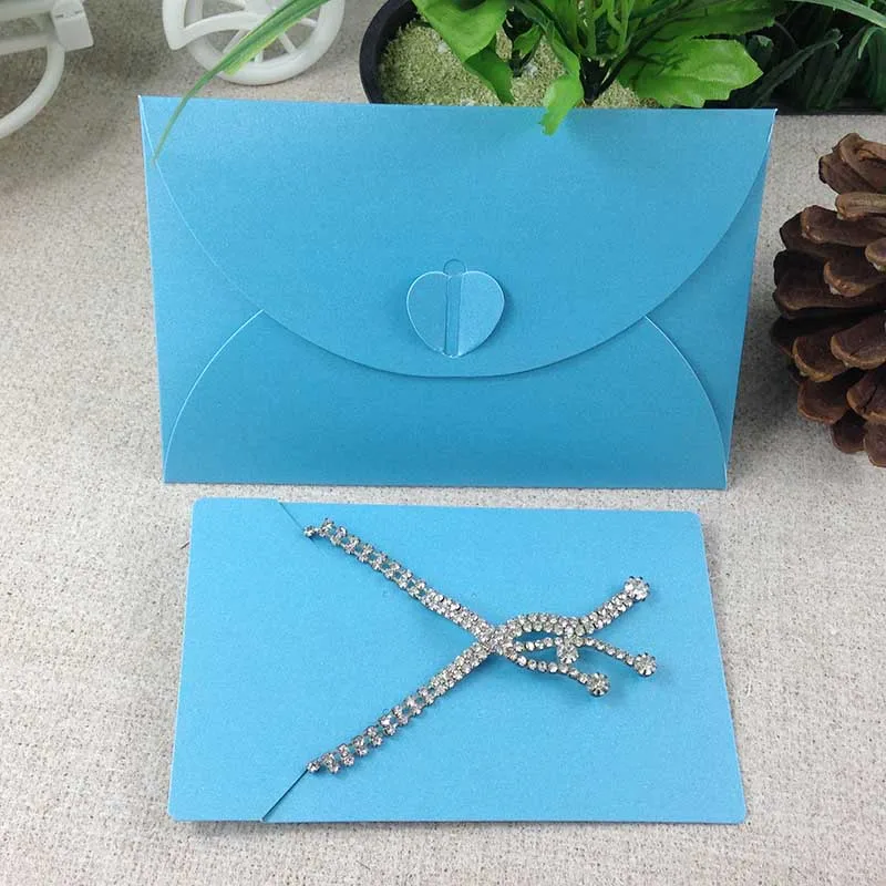 

8colors high class paper Jewelry Packing Necklace earring Display Envelope with card inside Wedding invitation card put Envelope