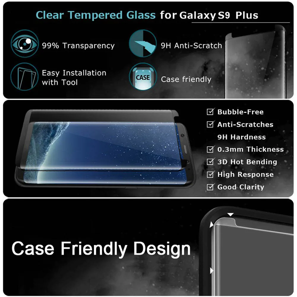 TOMKAS 5D Стекло для samsung S9 Экран протектор Закаленное 3D Защитная крышка Galaxy плюс S8
