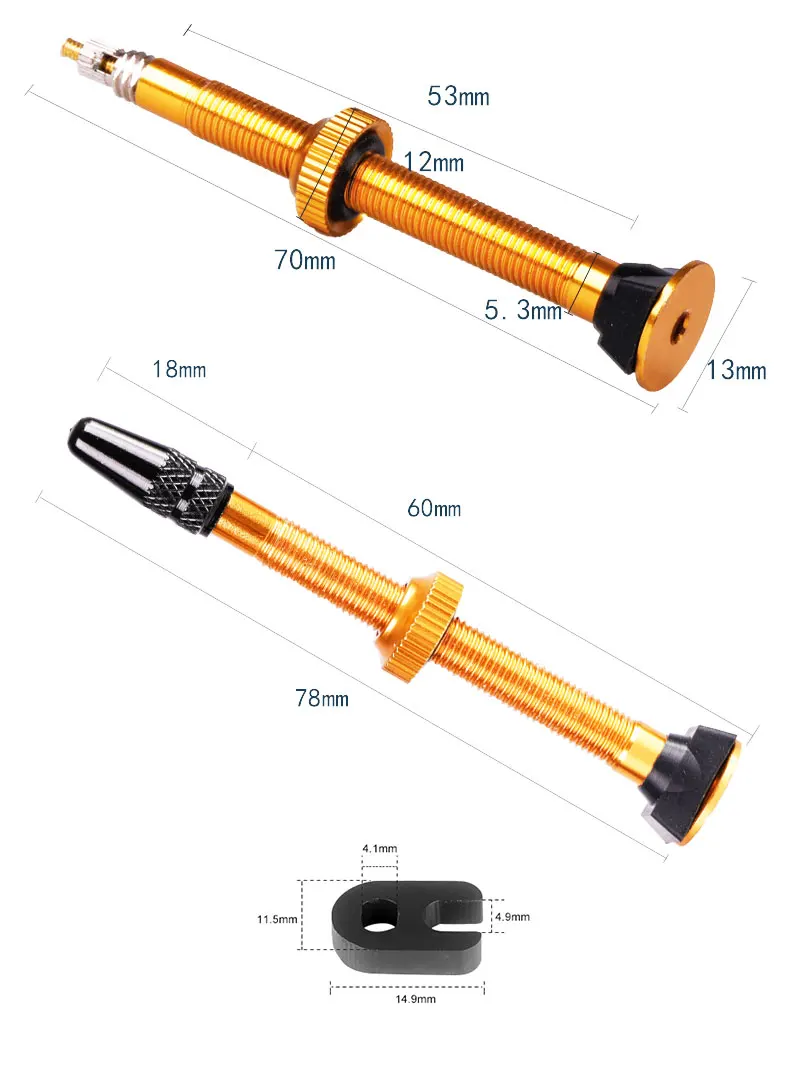 Велосипед 1 пара 78 мм Presta клапан для велосипеда бескамерные шины герметик совместим с латунным сердечником сплава стволовых и колпачок расширенное дно