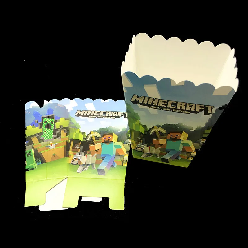 

12pcs/lot Minecraft theme popcorn boxes Minecraft theme birthday party decorations baby shower Minecraft theme candy boxes
