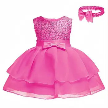 

Baby Girls Rose Lace Flower Girl Tutu Dress Princesses Party Birthday Wedding Half Birthday Dress 0-24Months with Headband
