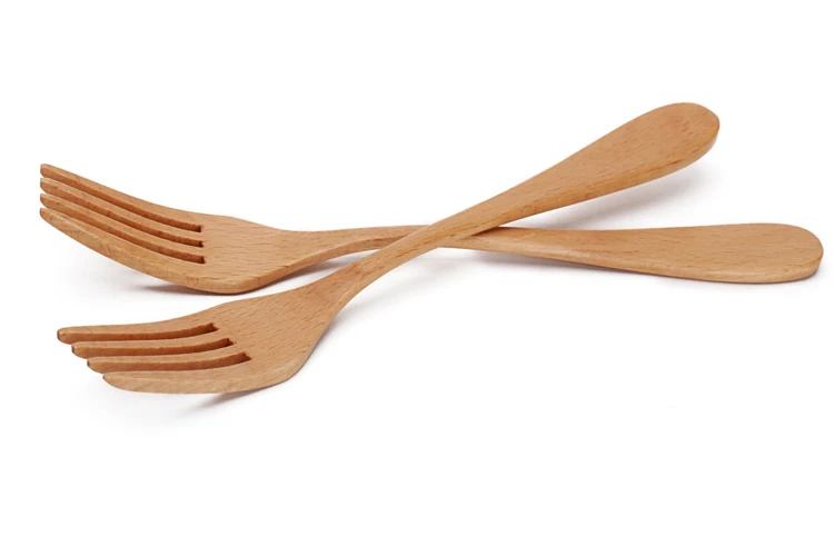 Set of 6 Wooden Forks for Pasta Dessert Salad Brief Style 4 teeth Beech Wood Forks Flateware Kitchen Tools Tableware Accessories (4)