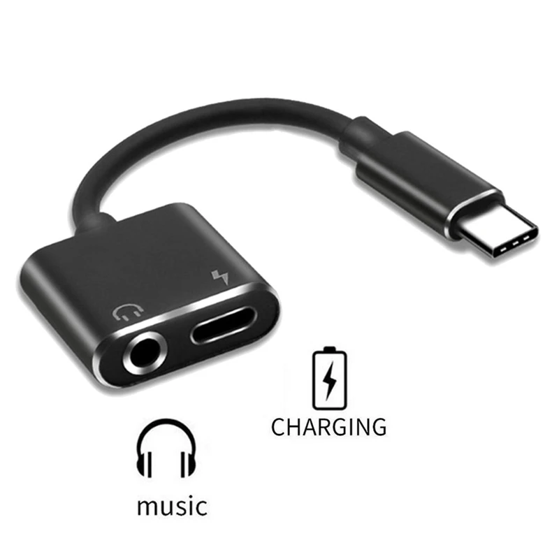 

USB Type C Adapter Charger Audio Cable 2 In 1 Type-C To 3.5mm Jack Headphone AUX Converter For Samsung For Xiaomi For Huawei