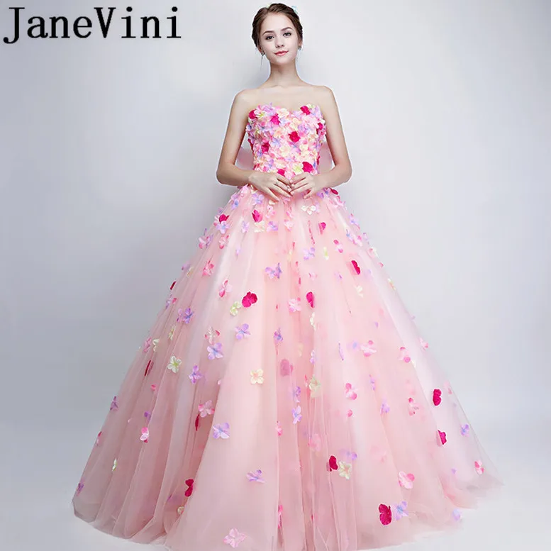 JaneVini 2018 Красивая плюс Размеры невесты платья Милая Hand Made цветы большой бант сзади линии Длинные фрейлина платья