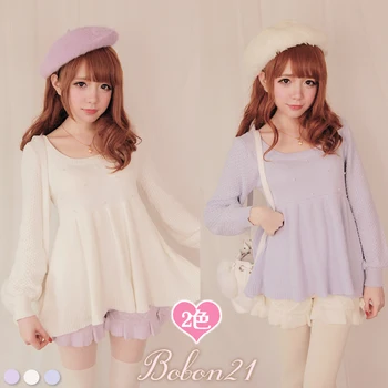 

Princess sweet lolita sweater BOBON21exclusive custom pearl chest bow behind skirt knit sweater T1125z