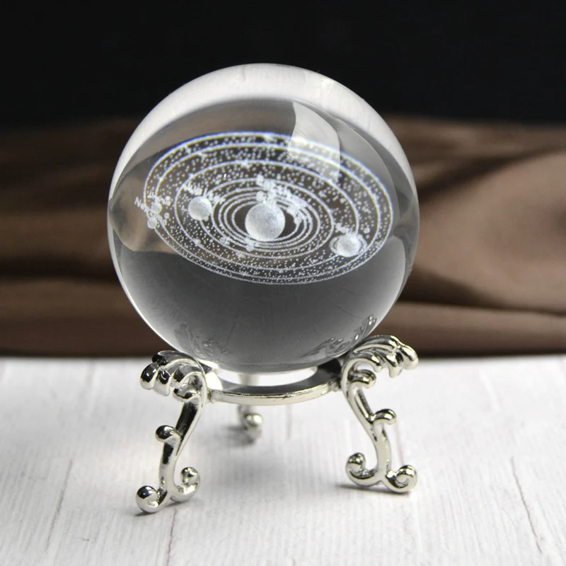 Us 989 35 Off3d Solar System Miniature Crystal Ball Engraved Planets Model Home Decor Gifts Drop Shipping In Decorative Balls From Home Garden
