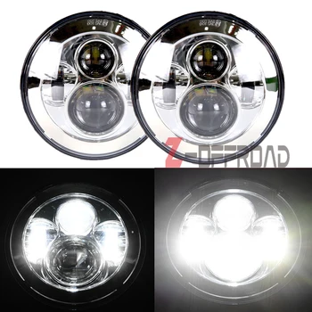 

2pcs 7" chrome LED Headlight bulb replacement lighting 7inch silver Hi/Lo beam LED Projector Light Bulb for Land Rover Defender